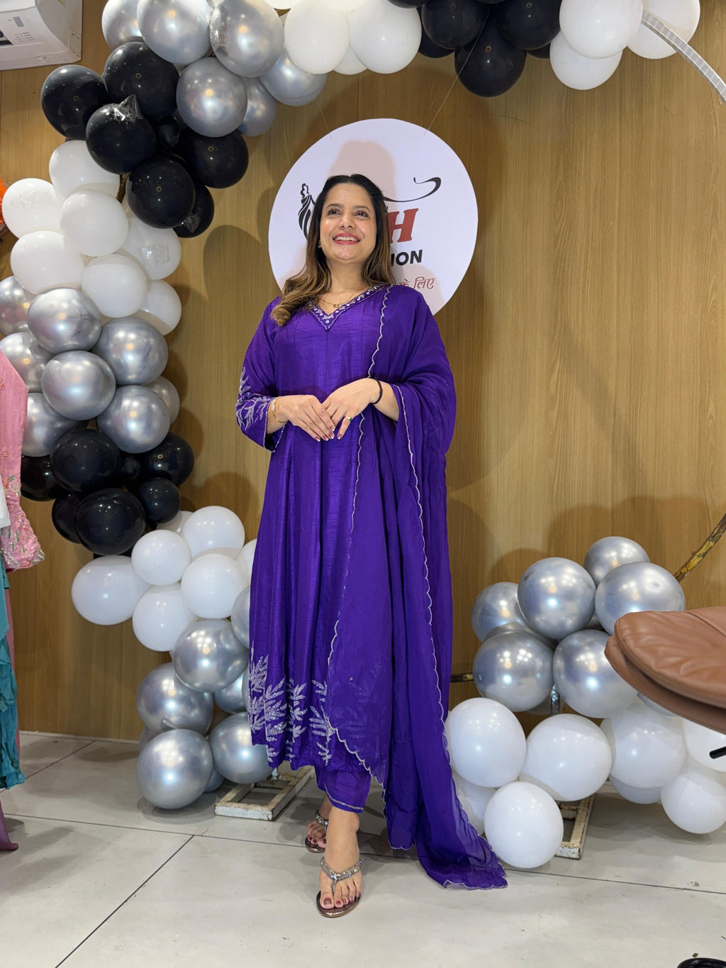 Dola Silk Anarkali Purple 3pc Set