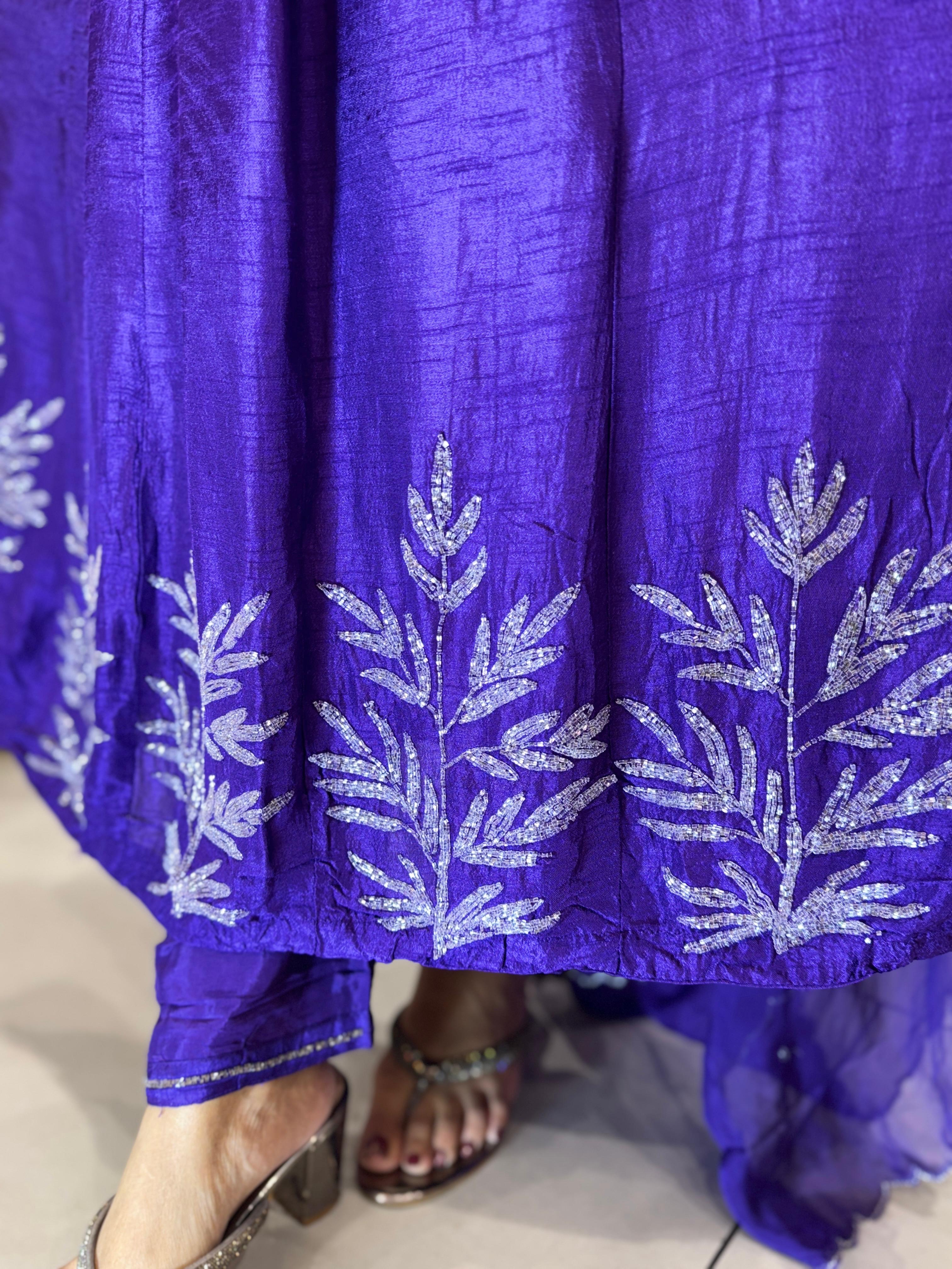 Dola Silk Anarkali Purple 3pc Set