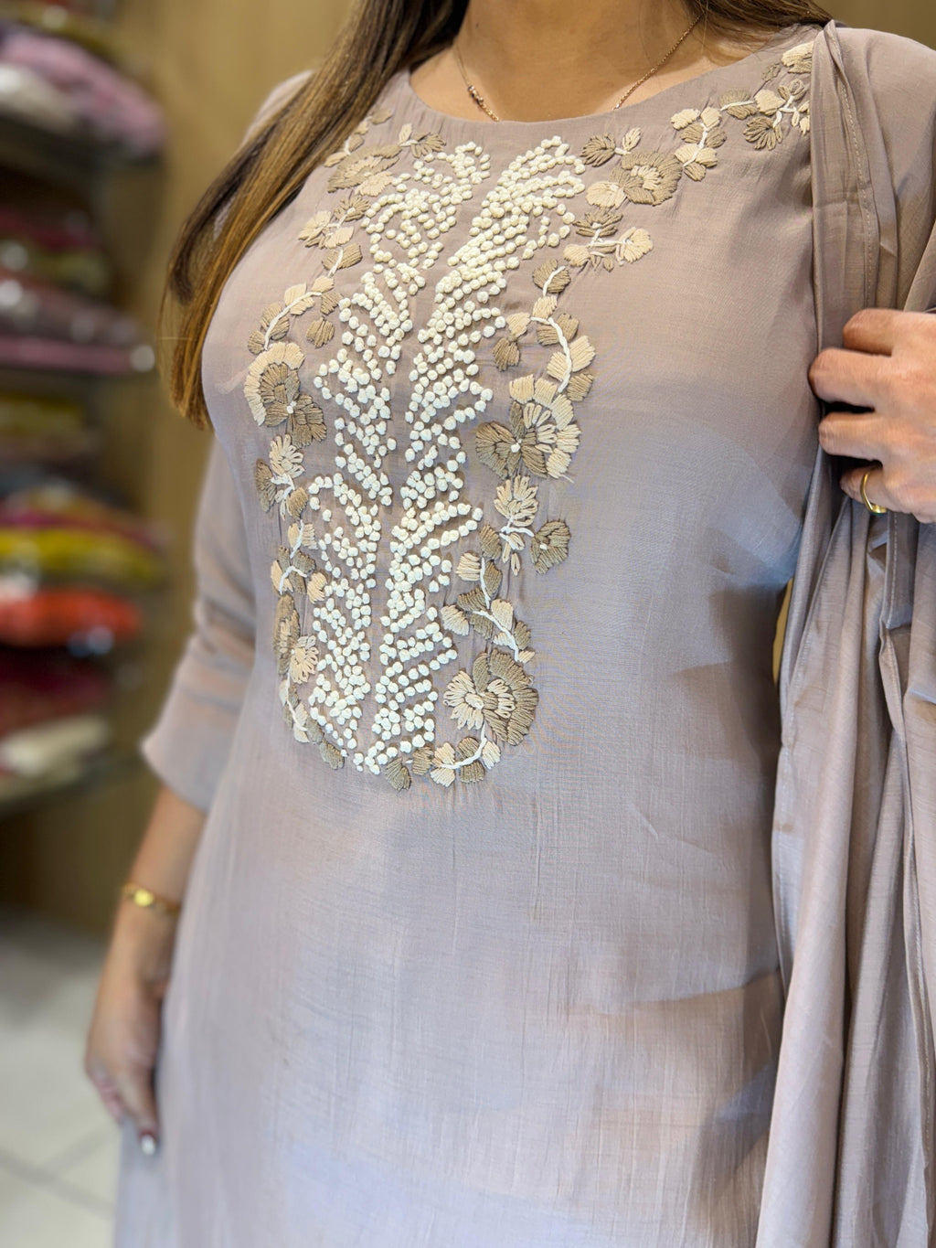 Mull Chanderi Gray 3pc Set