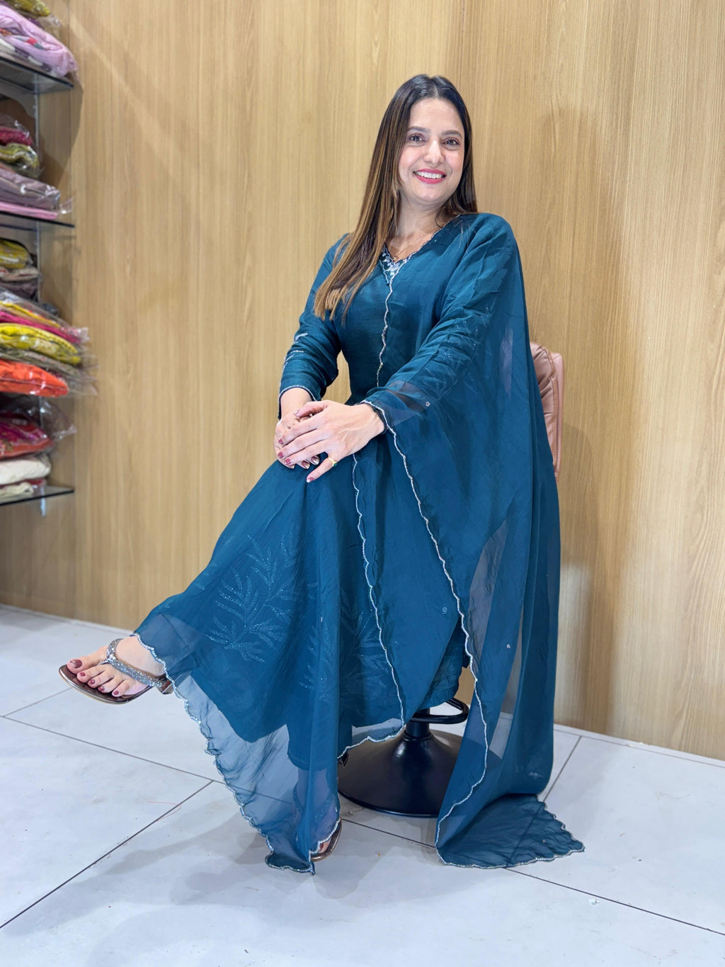 Dola Silk Anarkali Green 3pc Set