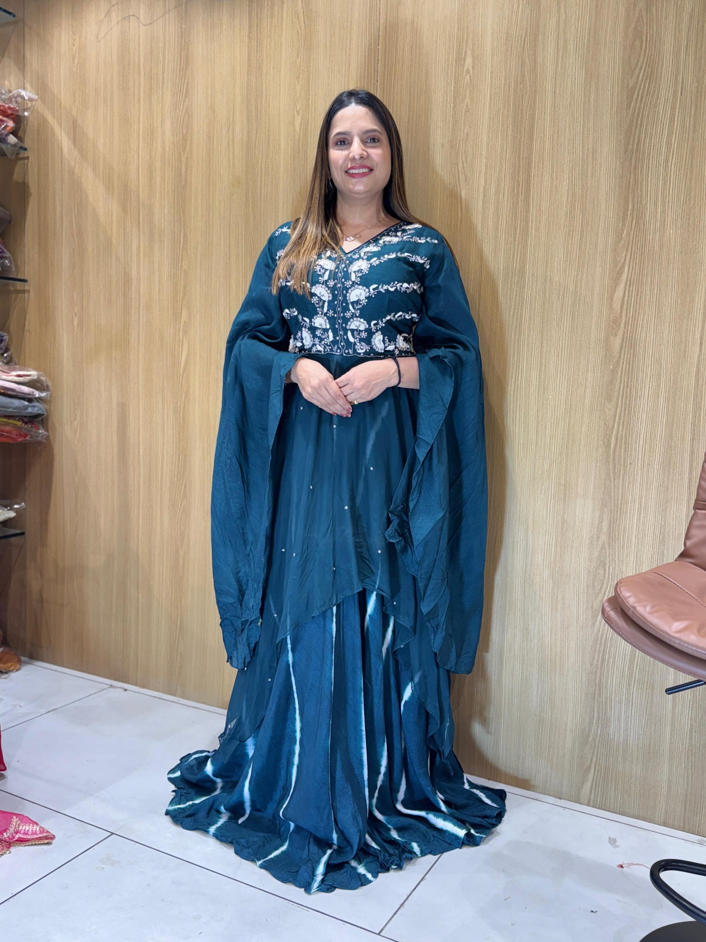 Dola Silk Dark Rama Green Gown