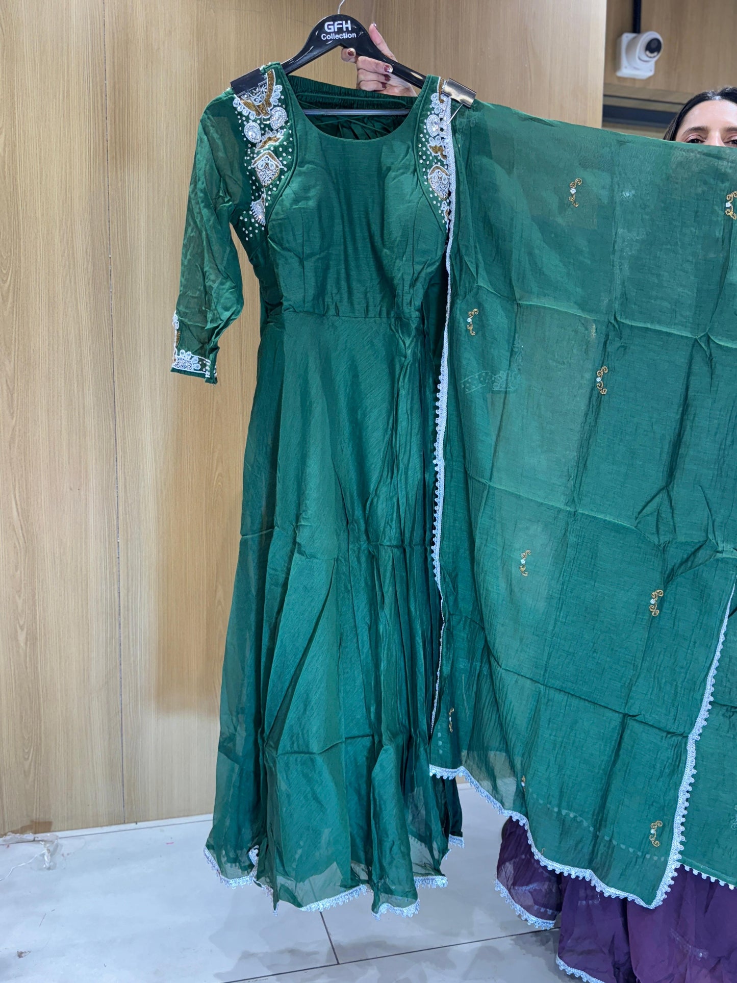 Banaras Mull Chanderi Green 3pc Set