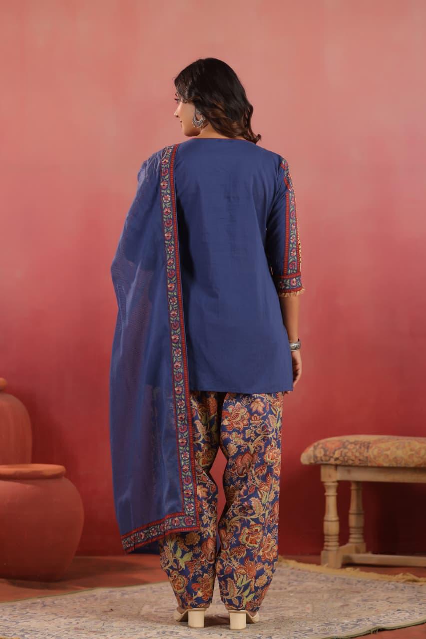 Cotton Farsi Salwar Blue 3pc Set