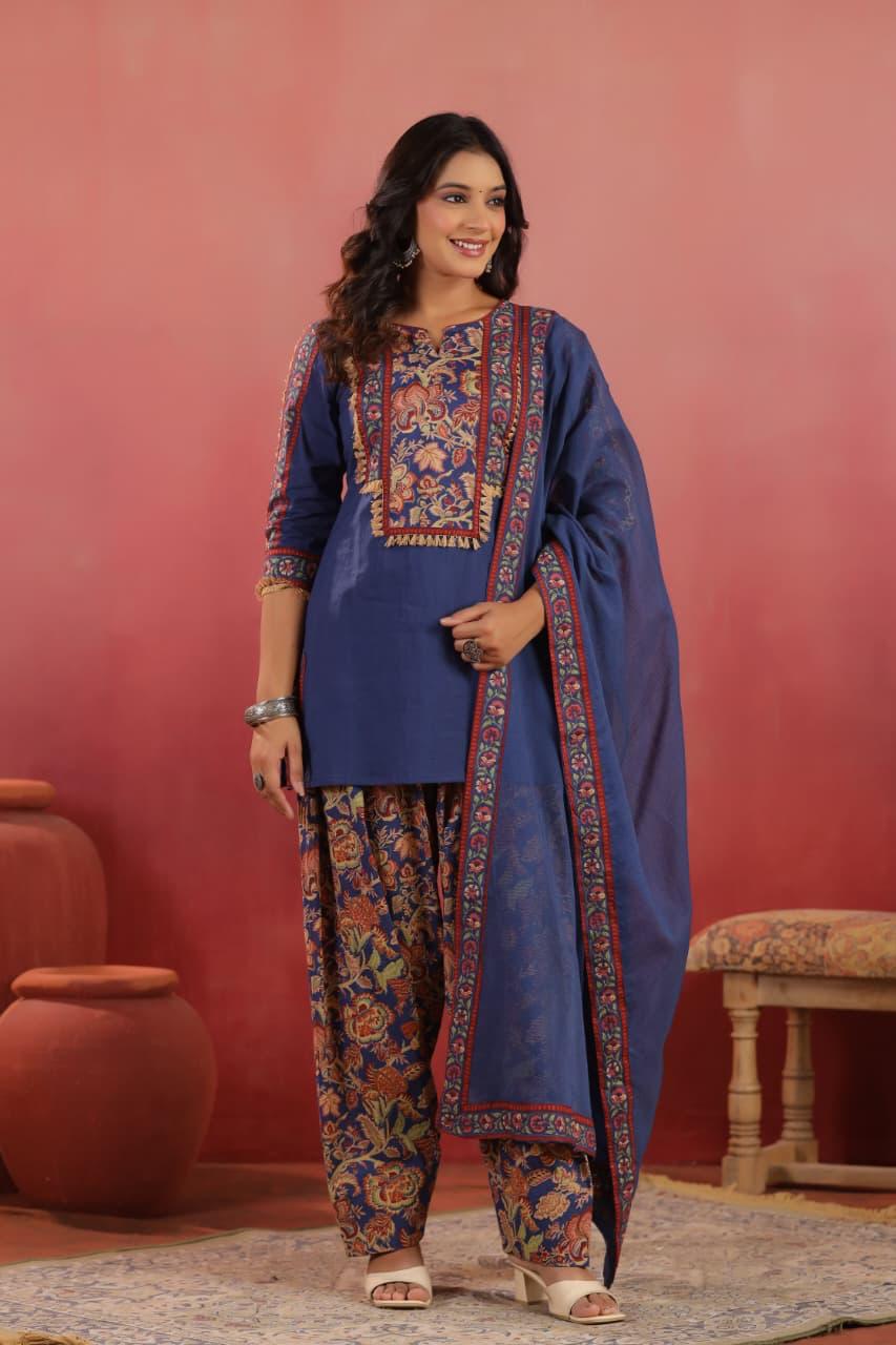 Cotton Farsi Salwar Blue 3pc Set