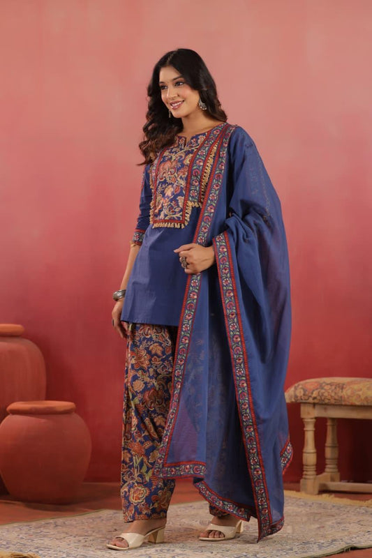 Cotton Farsi Salwar Blue 3pc Set