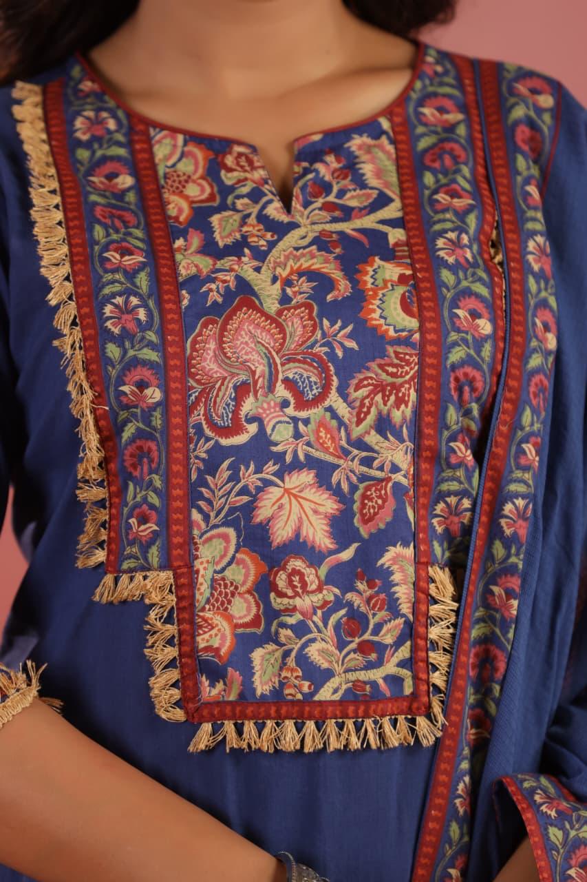 Cotton Farsi Salwar Blue 3pc Set