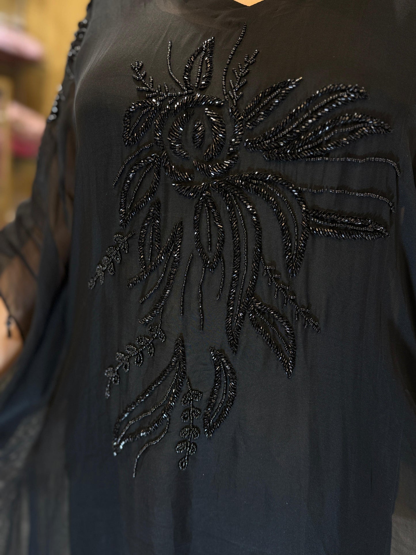 Viscoce Organza Kaftan Black 2pc Set