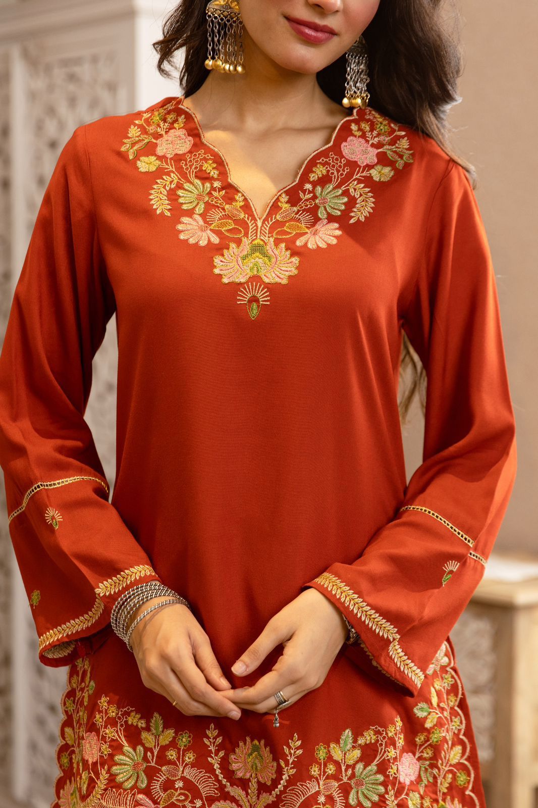 German Rayon Orange 2pc Set