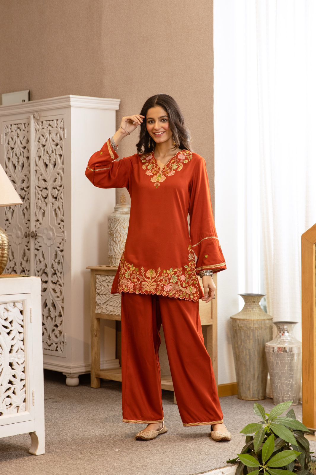 German Rayon Orange 2pc Set