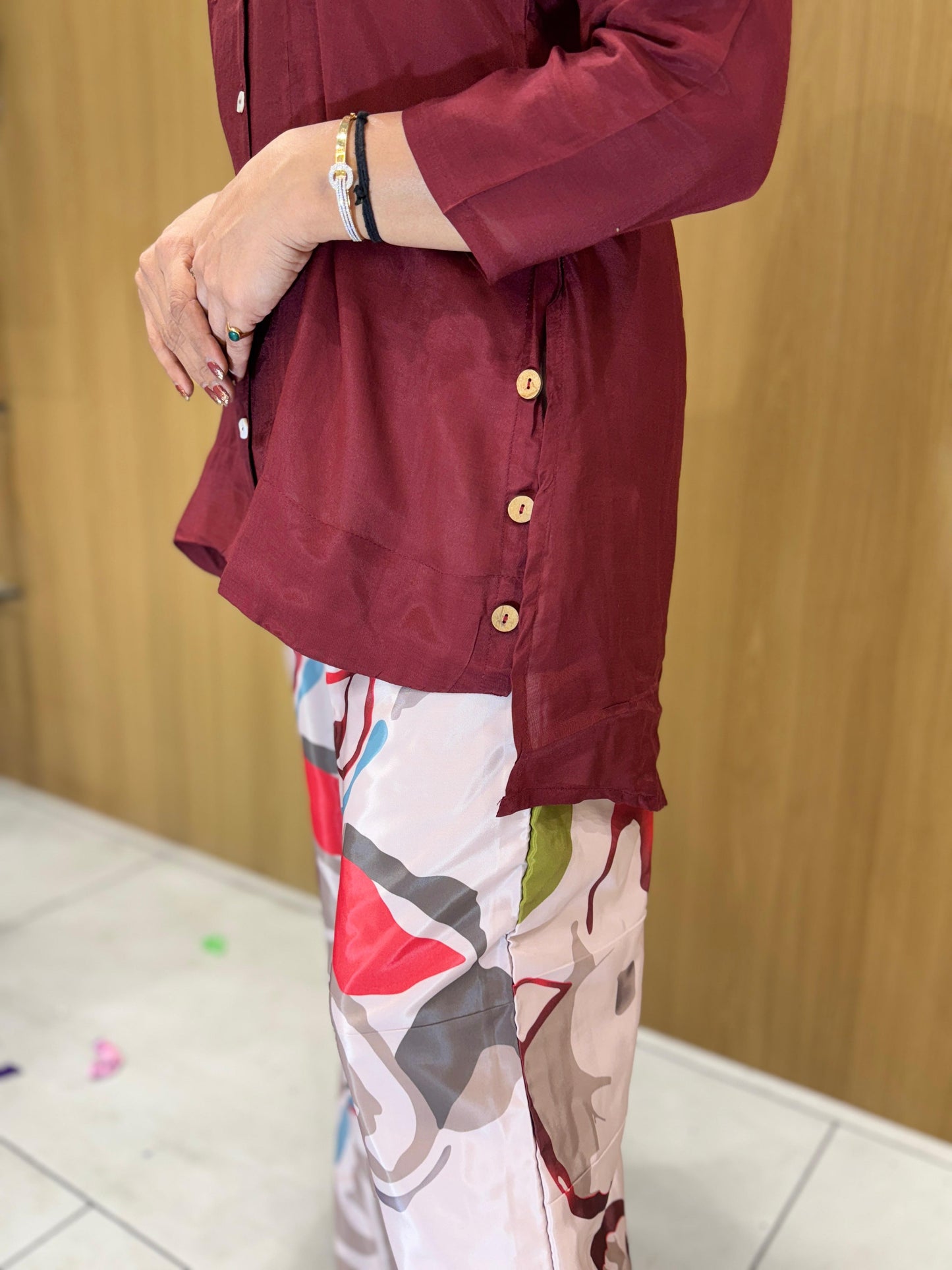 Crep Muslin Dark Maroon 2pc Set