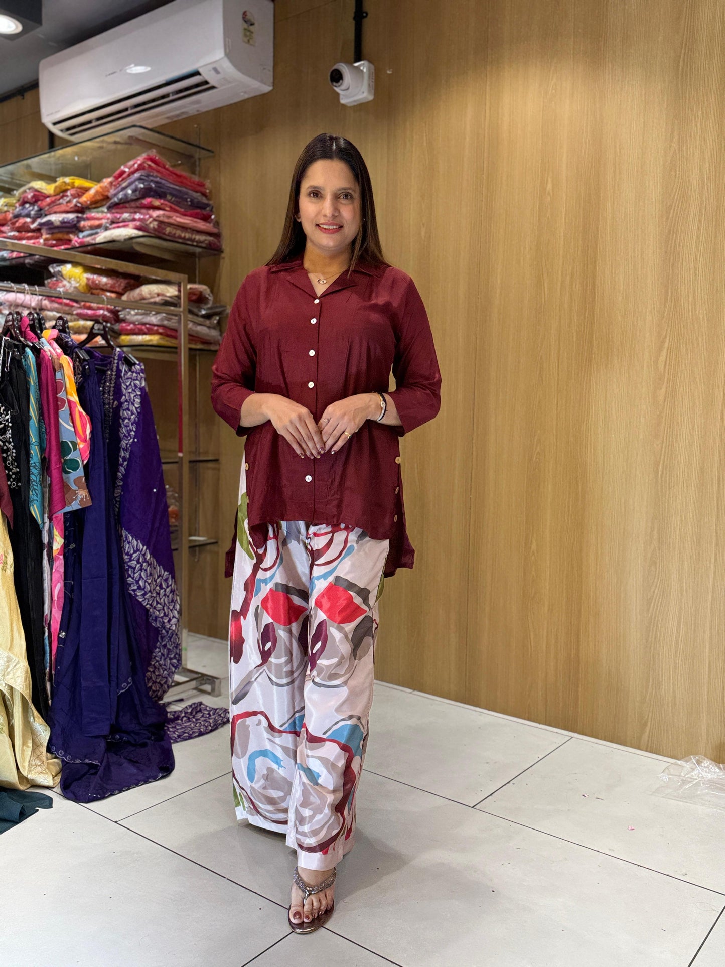 Crep Muslin Dark Maroon 2pc Set