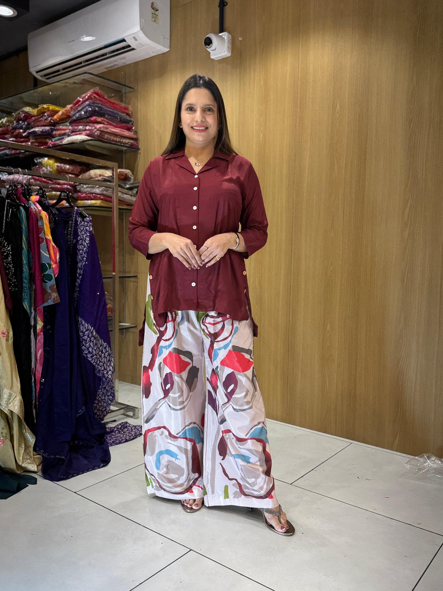 Crep Muslin Dark Maroon 2pc Set