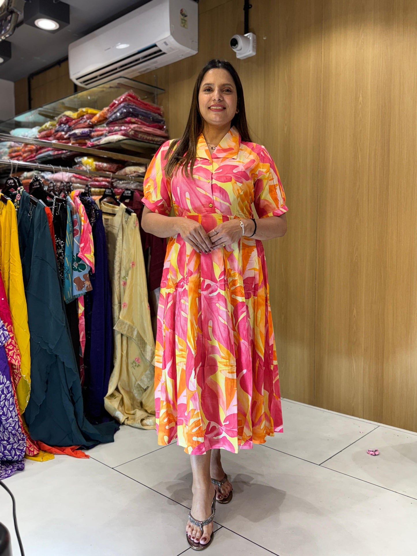 German Rayon Pink Midi