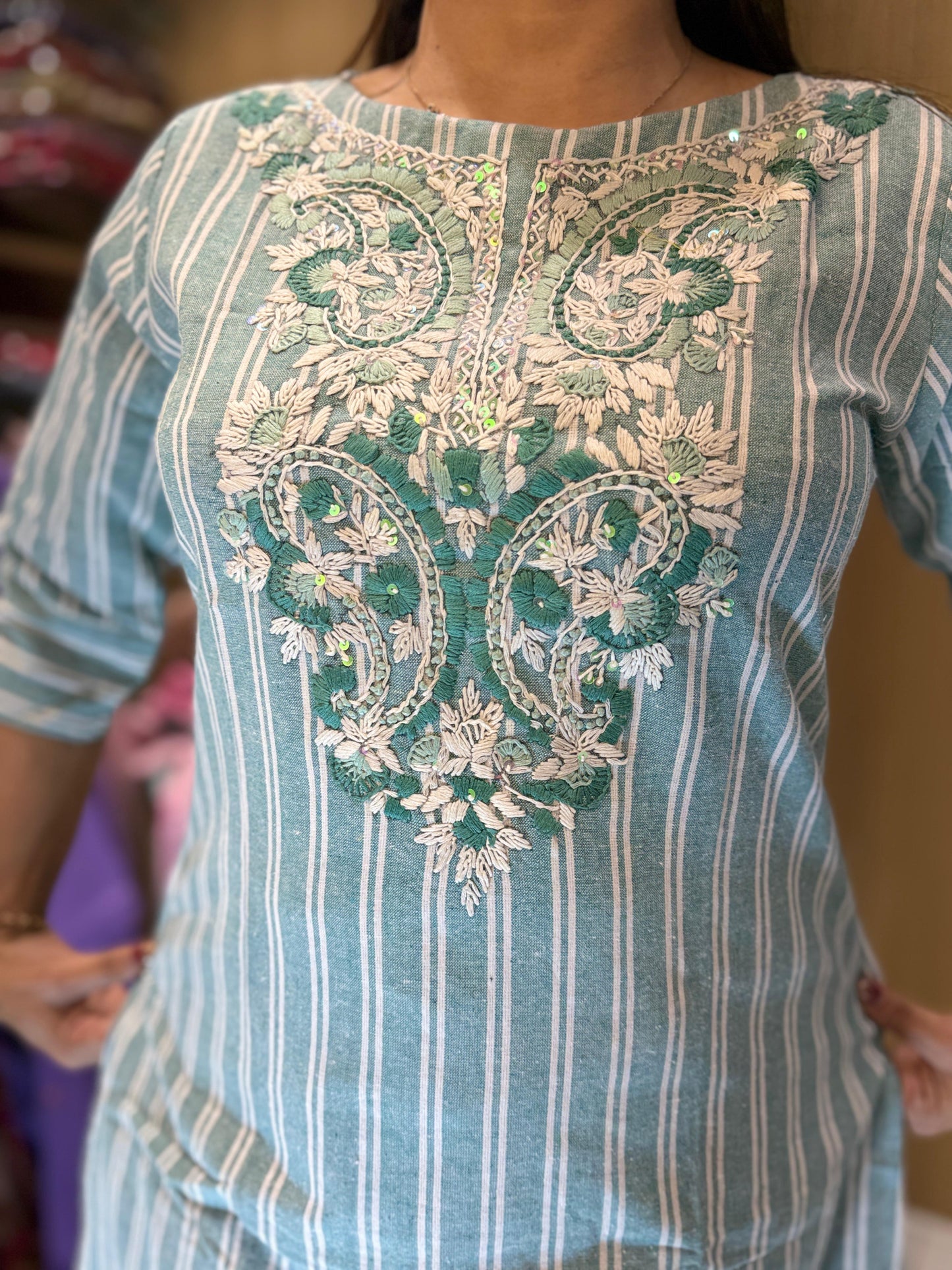 Handloom Cotton Sea Green 2pc Set