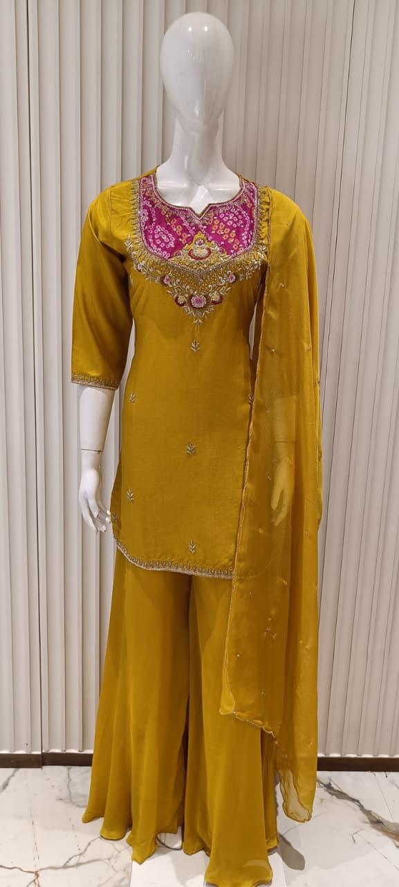 Dola Silk Chinon Yellow 3pc Set