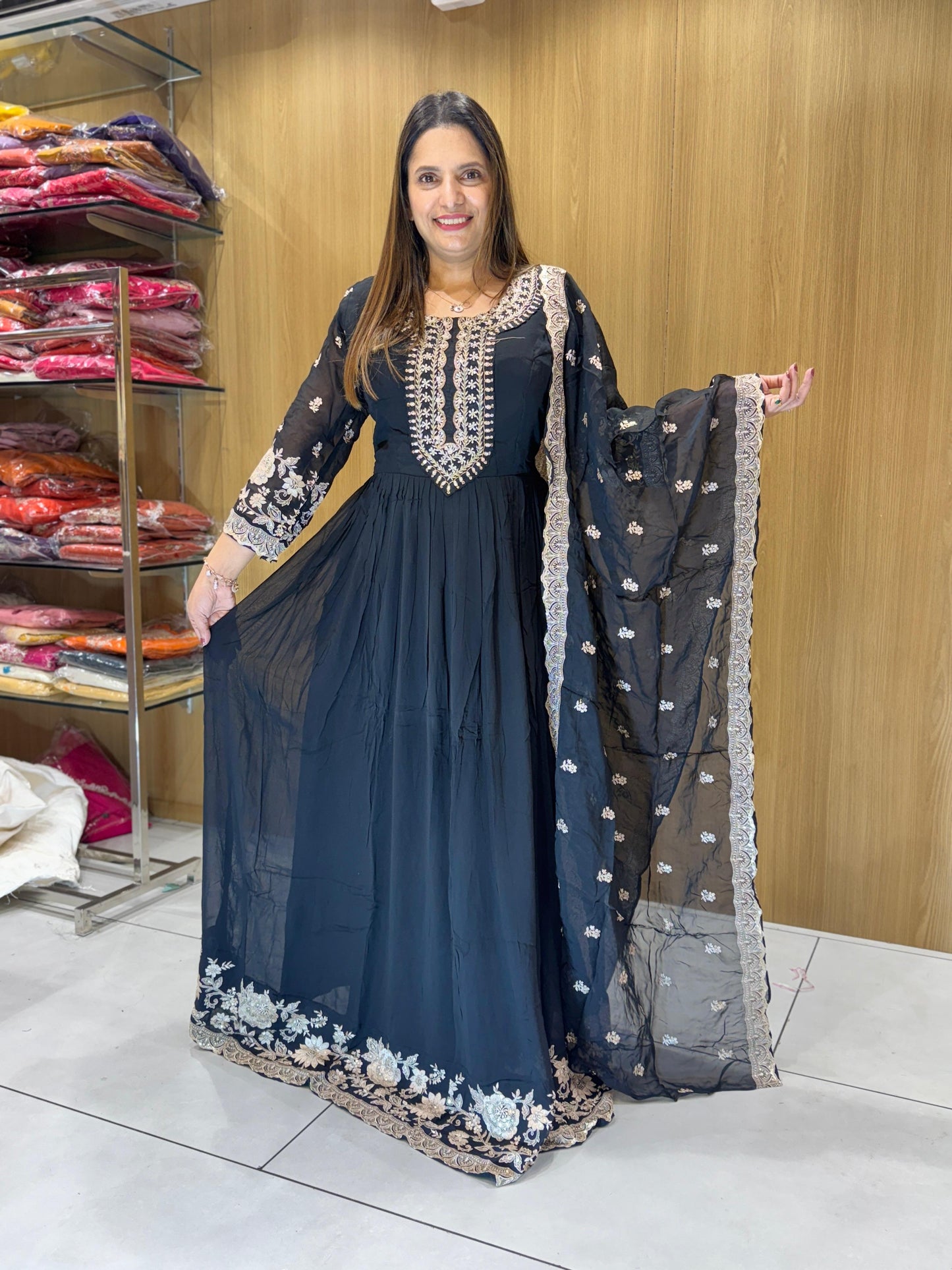 Georgette Black Gown