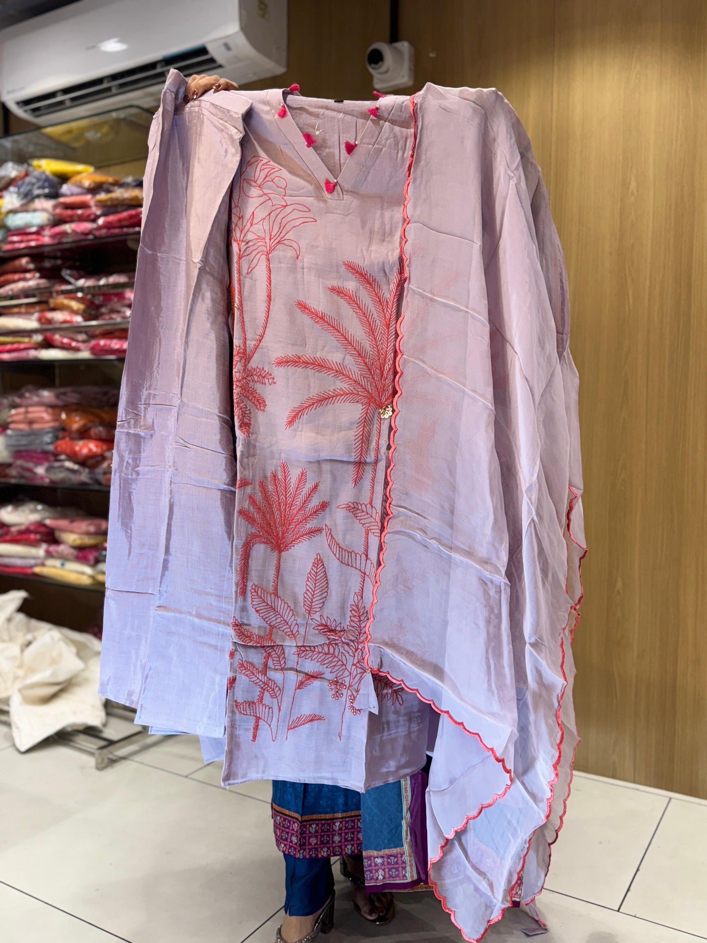 Banaras Mull Chanderi Purple 3pc Set