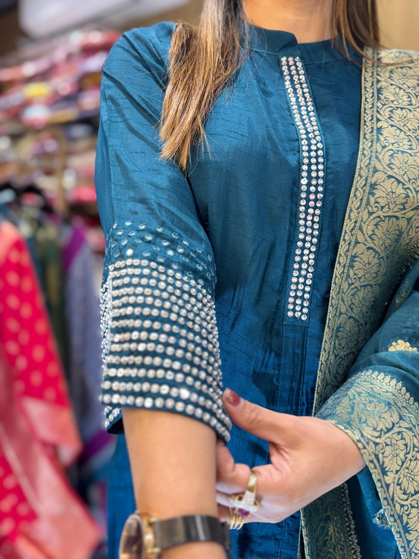 Dola Silk Teal Blue 3pc Set