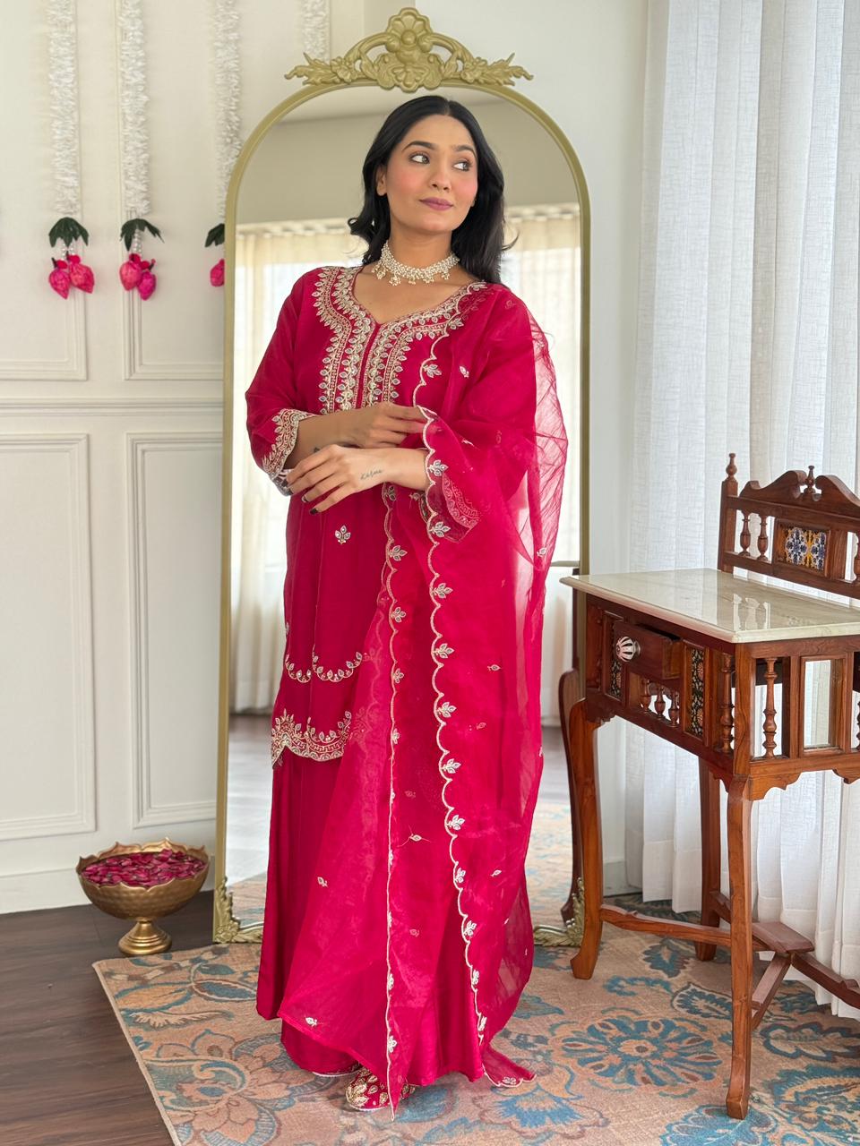 Dola Silk Rani Pink 3pc Set