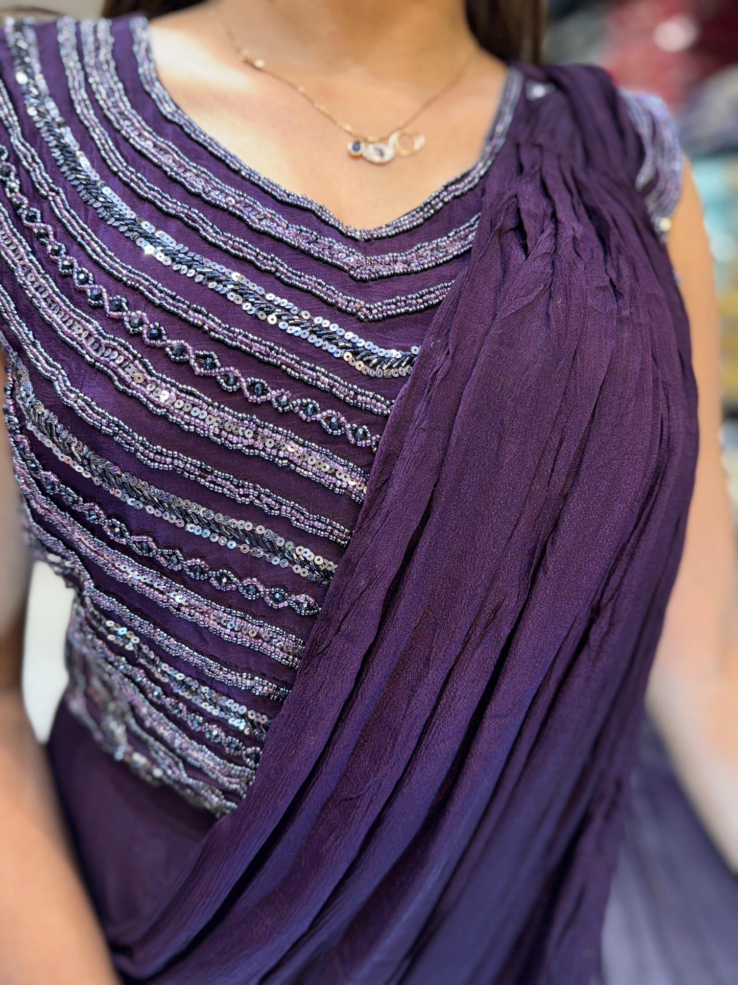 Chinon Wine Drep Saree