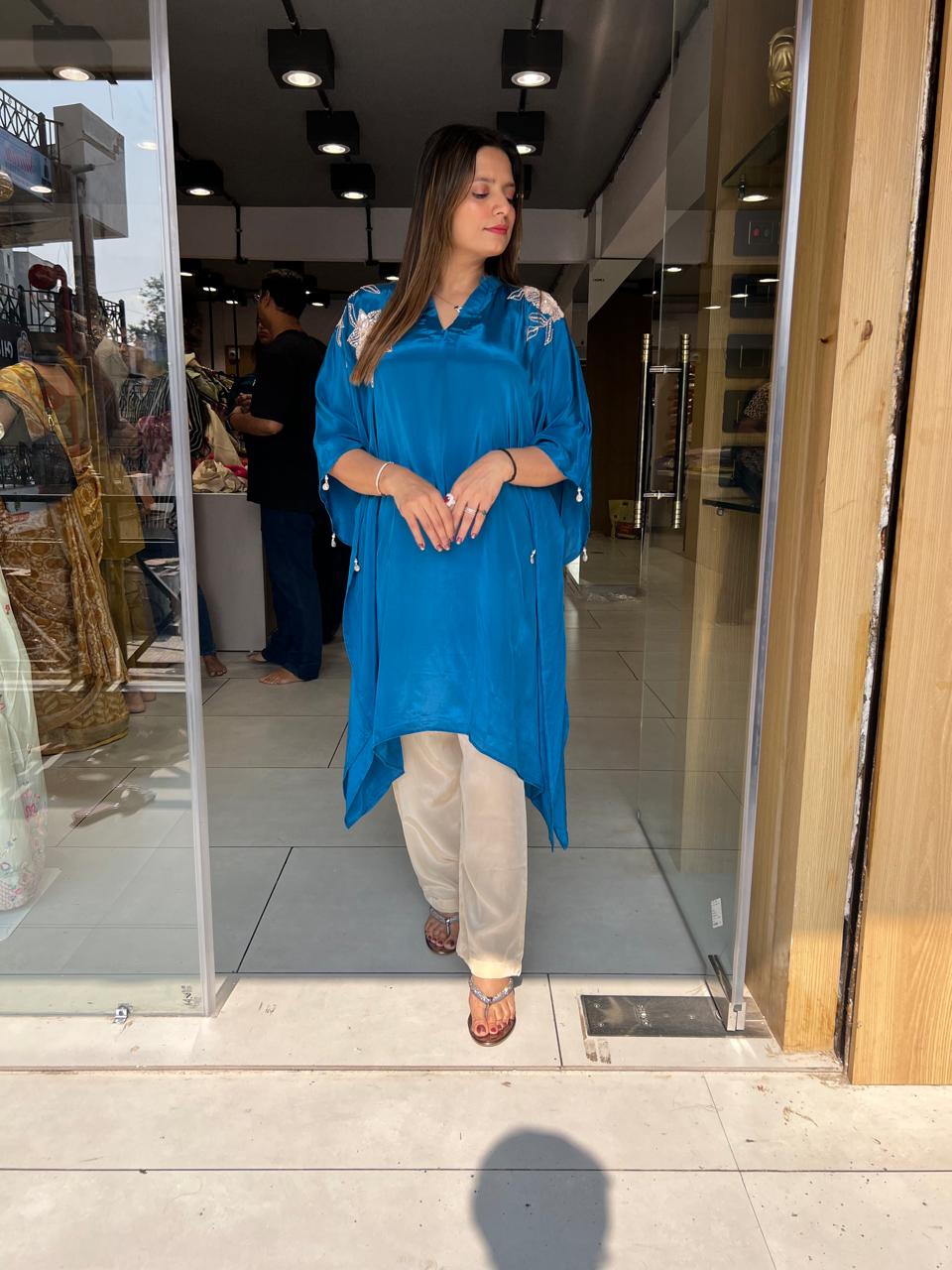 Crep Kaftan Blue 2pc Set
