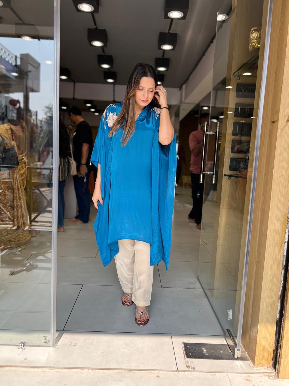 Crep Kaftan Blue 2pc Set