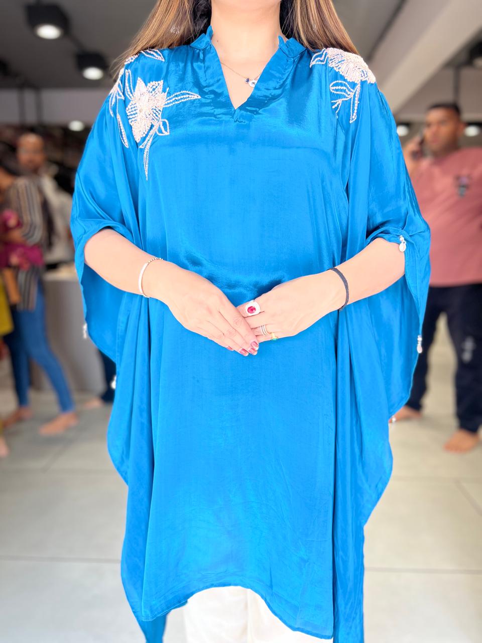 Crep Kaftan Blue 2pc Set
