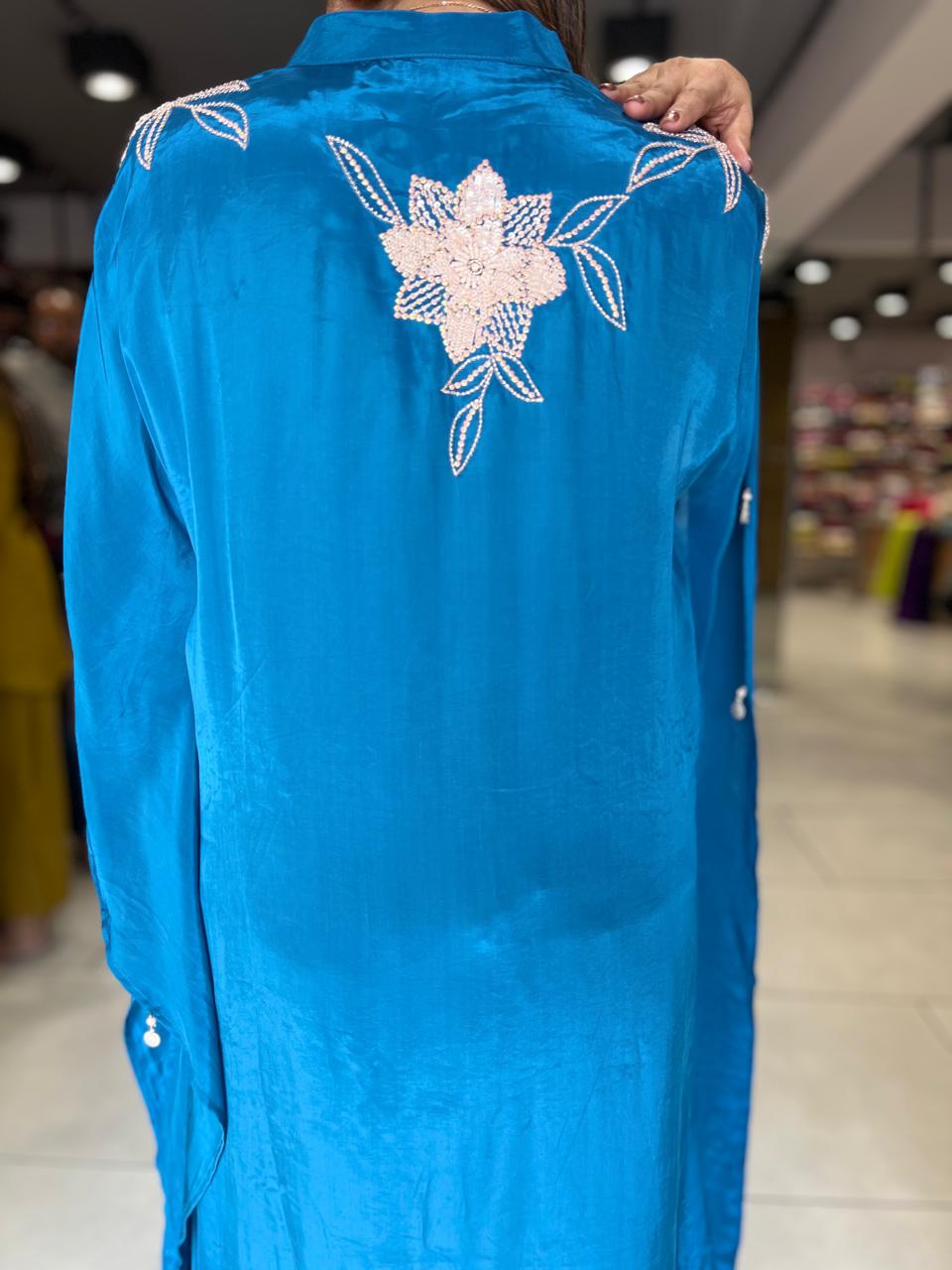 Crep Kaftan Blue 2pc Set