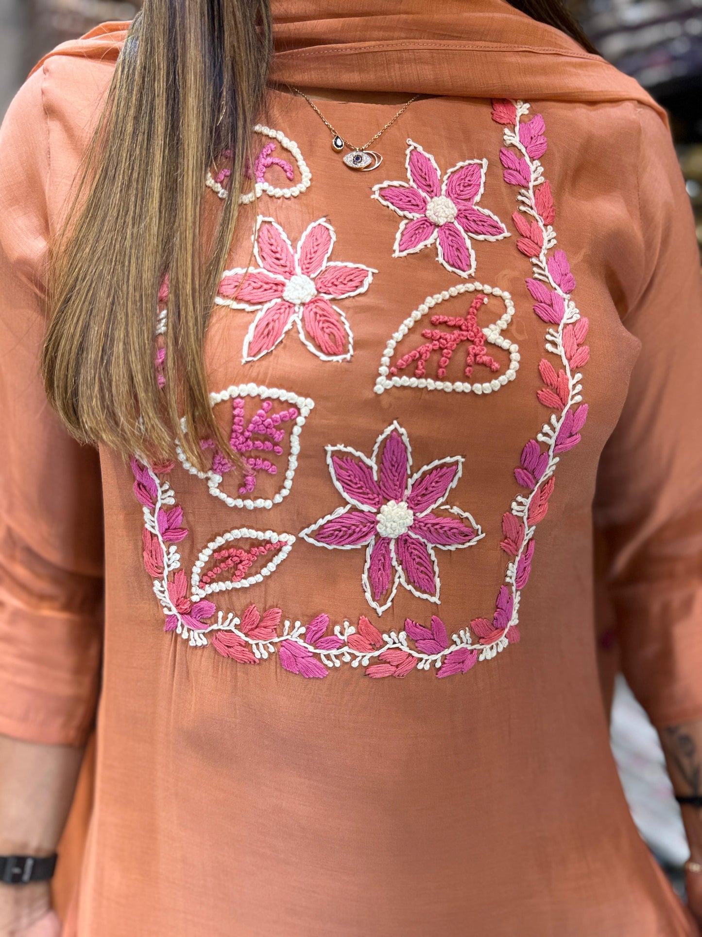 Mull Chanderi Almond 3pc Set