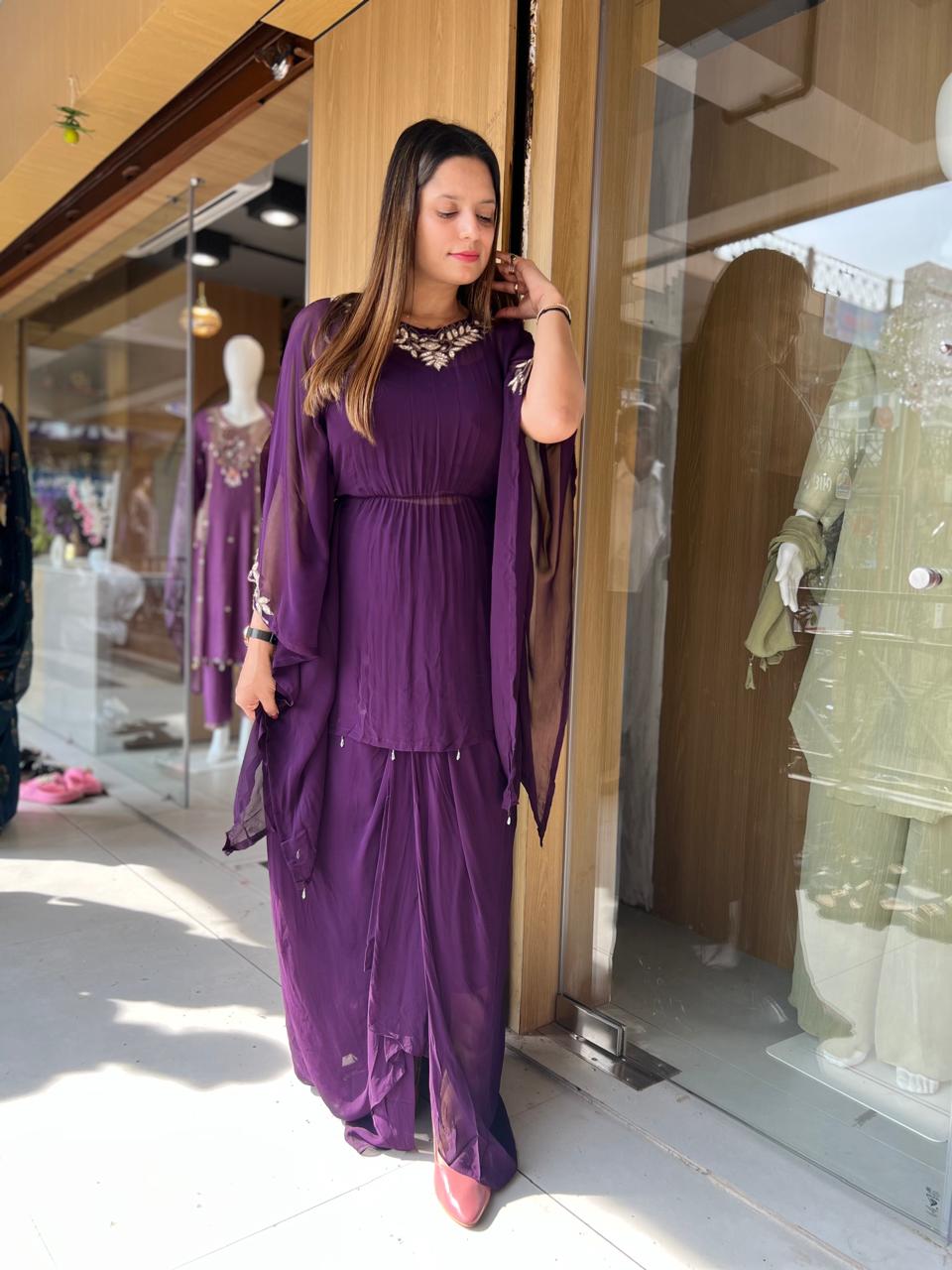 Georgette Purple 2pc Set
