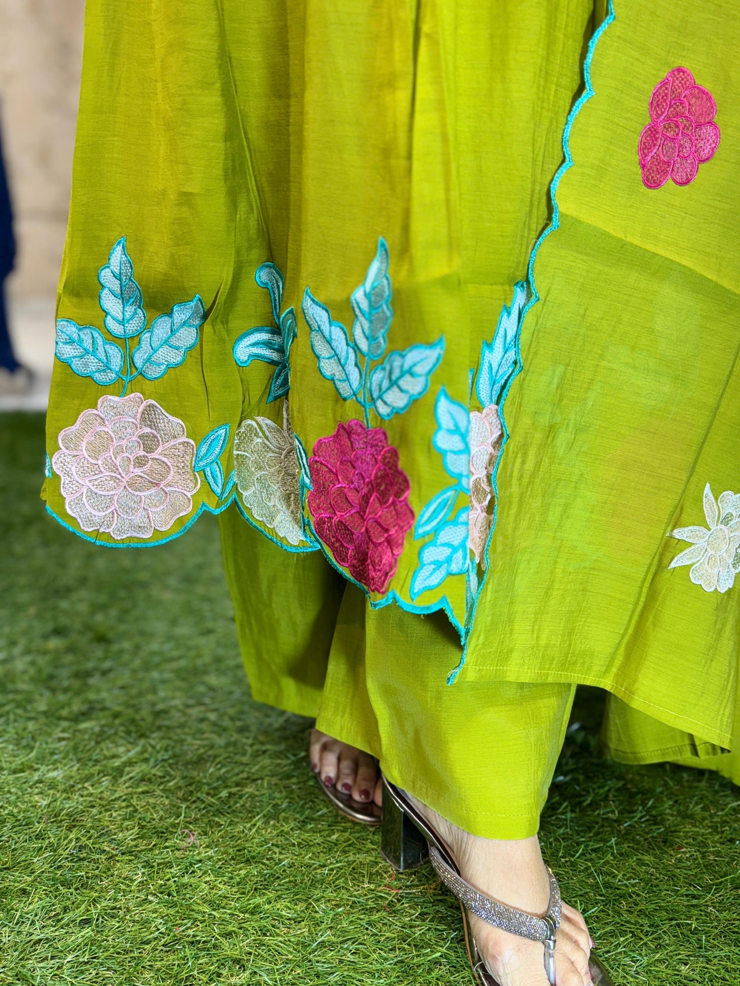 Mull Chanderi Green 3pc Set