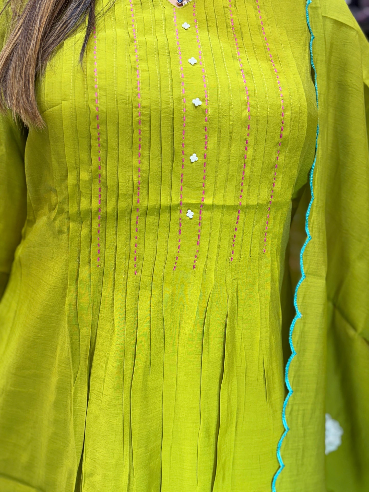 Mull Chanderi Green 3pc Set