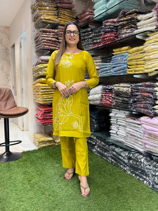 Cotton Silk Mustard Yellow 2pc Set