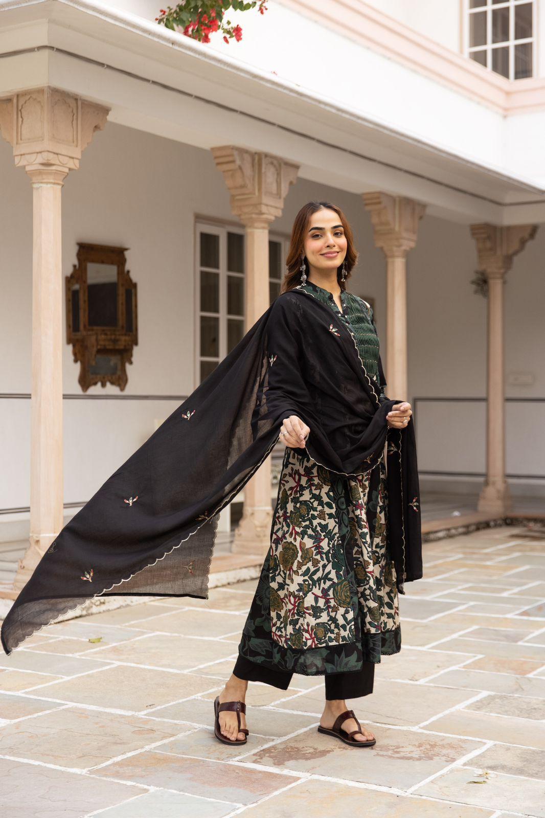 Cotton Green Anarkali 3pc Set