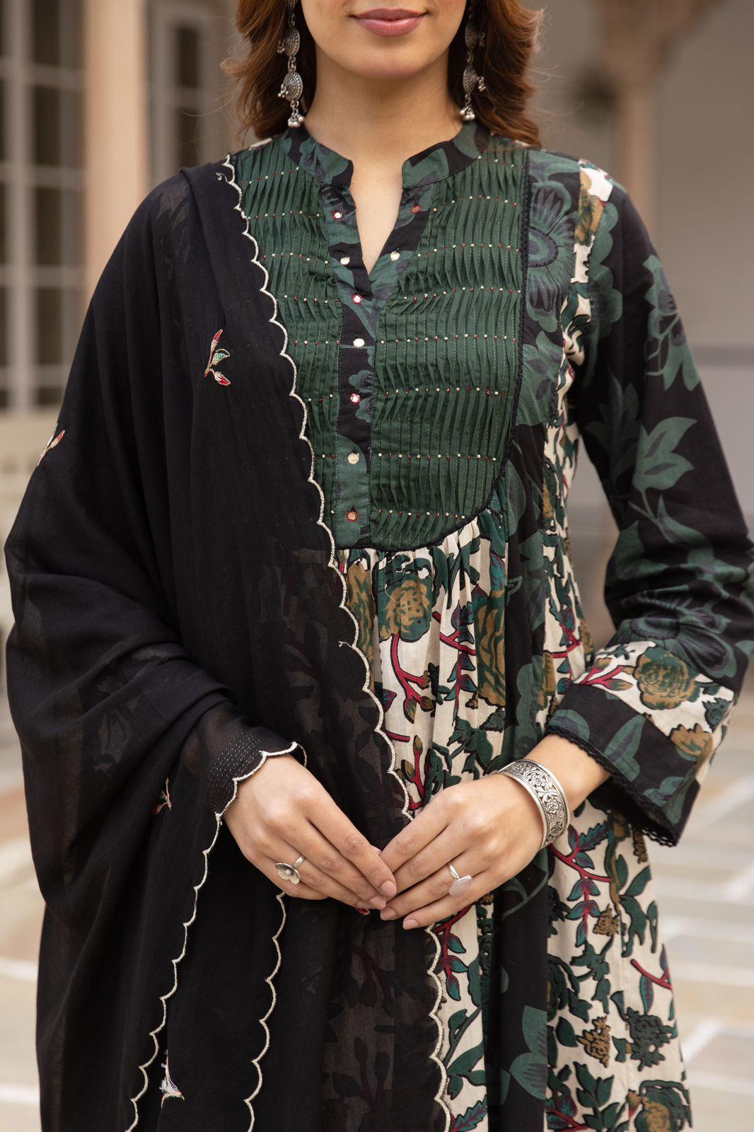 Cotton Green Anarkali 3pc Set