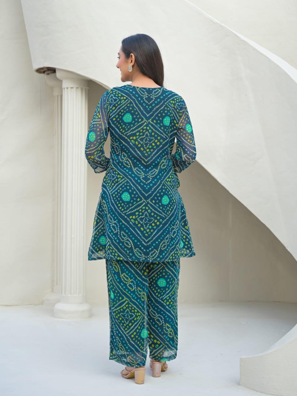 Georgette Bottle Green 2pc Set