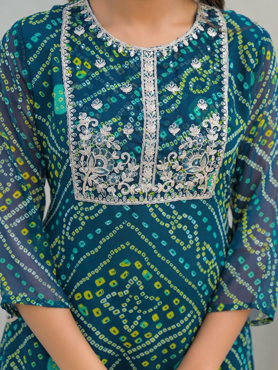 Georgette Bottle Green 2pc Set