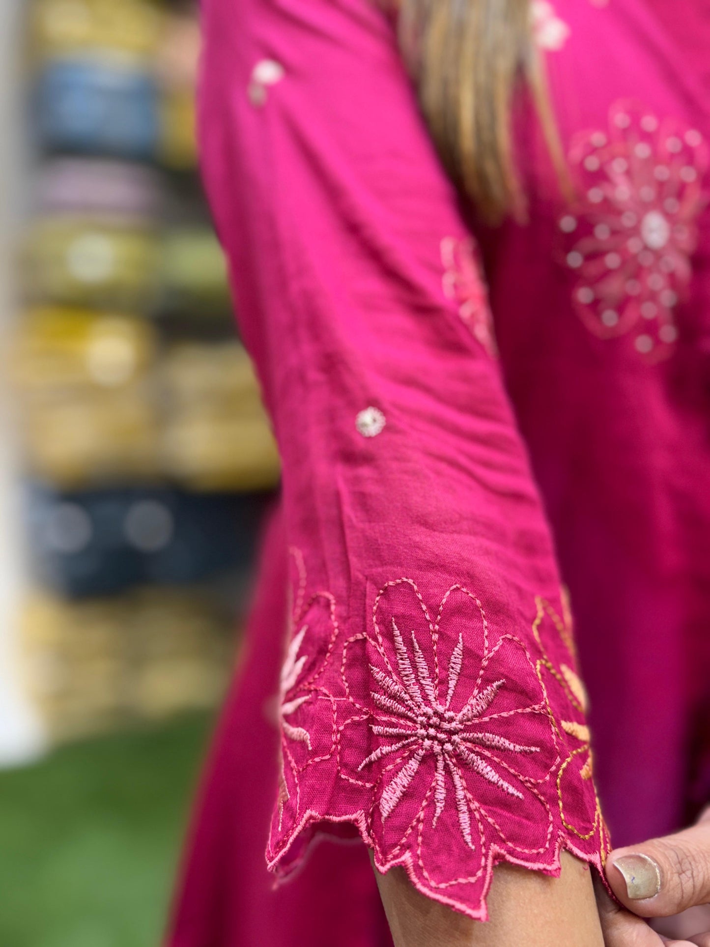 Mull Cotton Rani Pink 3pc Set