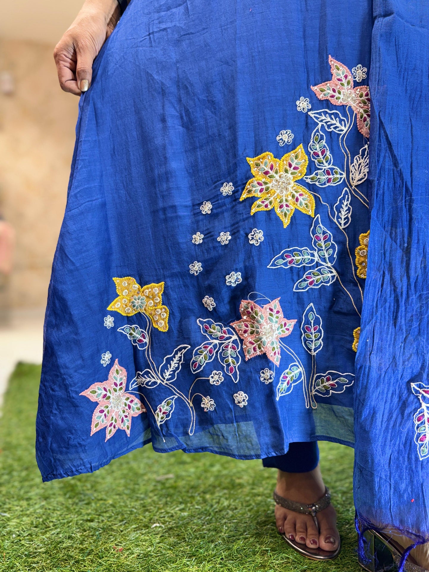 Banaras Mull Chanderi Blue 3pc Set