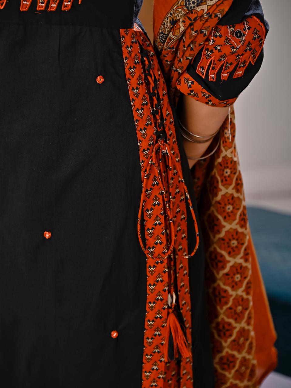 Jaipuri Cotton Black 3pc Set