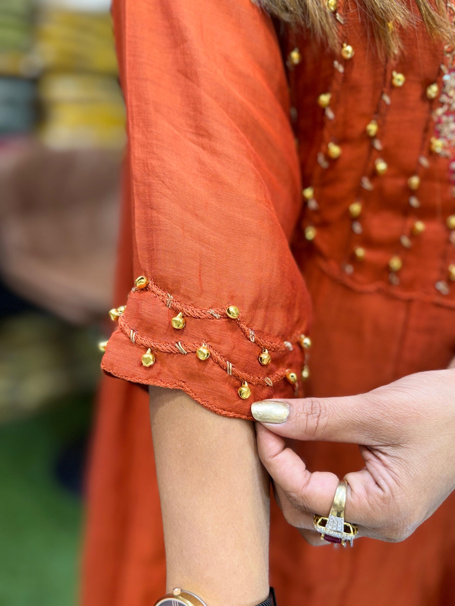 Banaras Mull Chanderi Orange 3pc Set