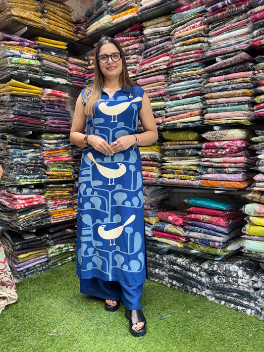 German Rayon Blue 2pc Set