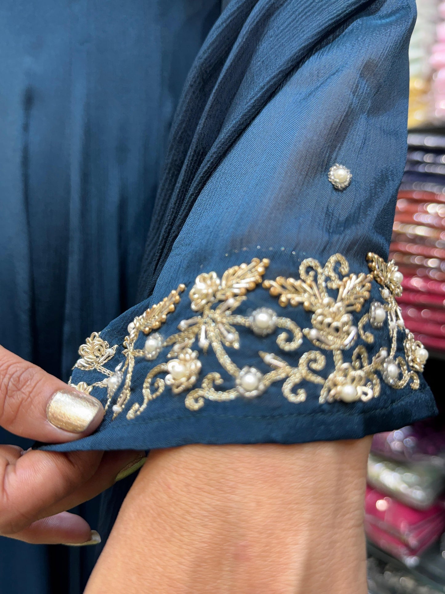 Chinon Peacock Green Anarkali 3pc Set