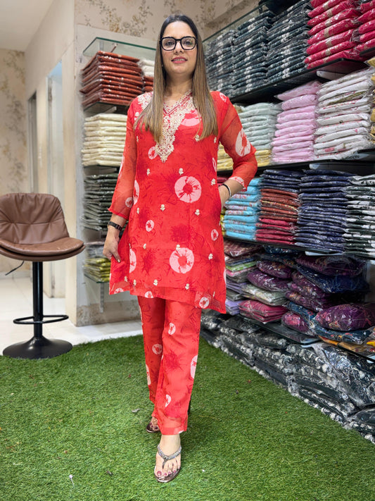 Schiffon Red 2pc Set