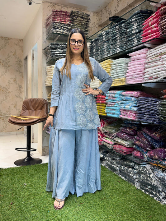 Banaras Mull Chanderi Gray 2pc Set