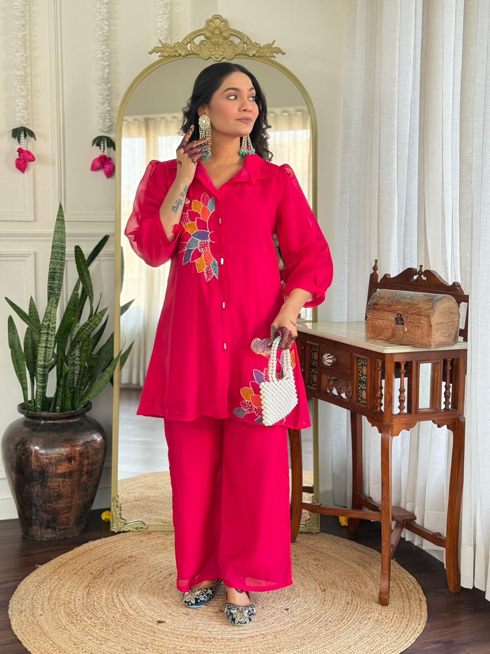 Mull Chanderi Pink 2pc Set