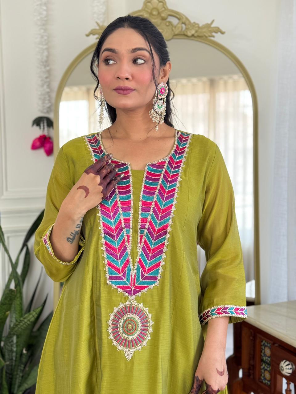 Mull Chanderi Green 2pc Set