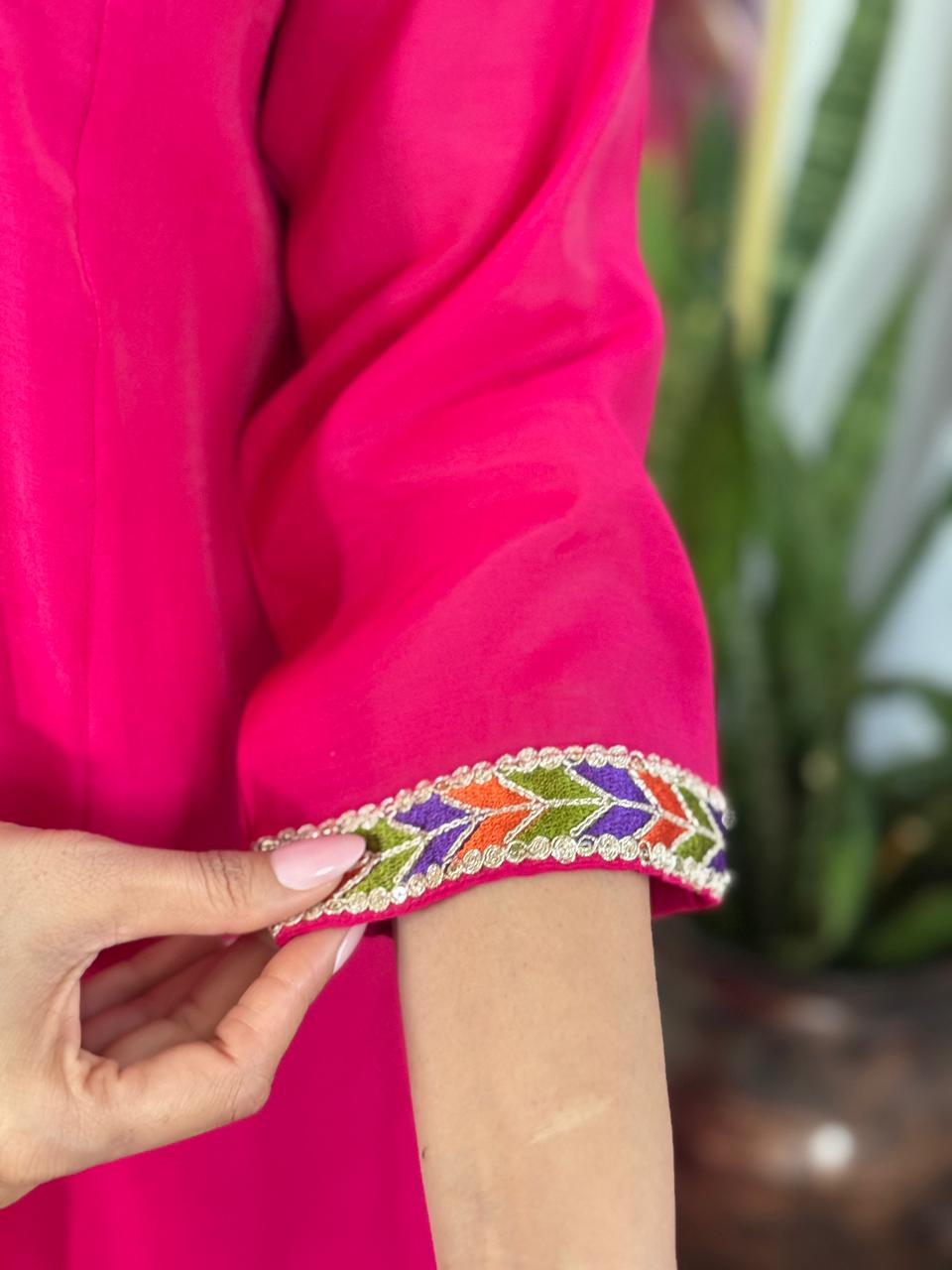 Mull Chanderi Rani Pink 2pc Set