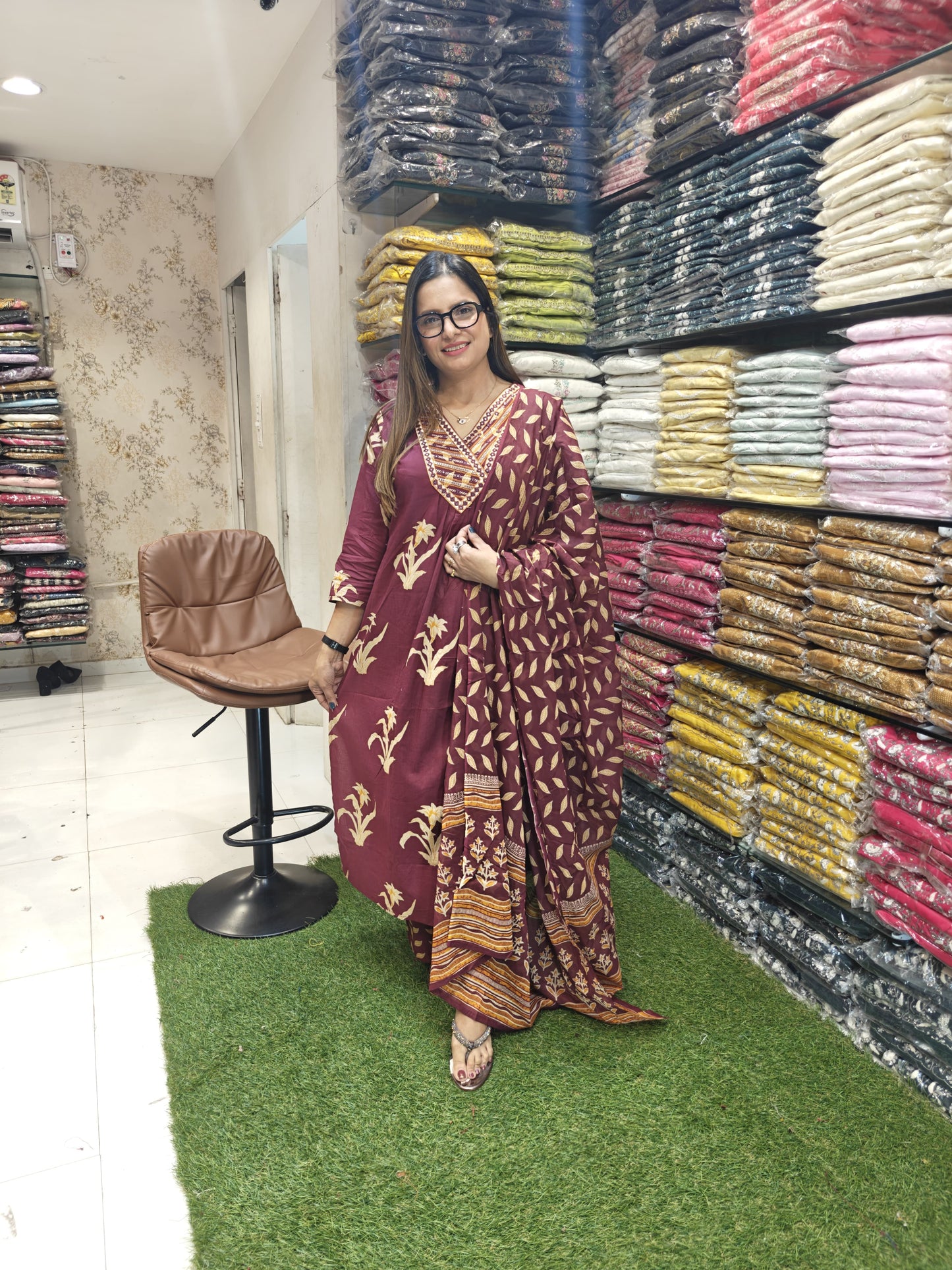 Jaipuri Cotton Wine 3pc Set