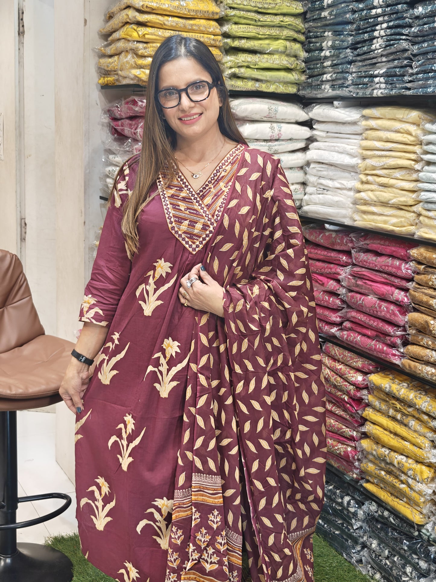 Jaipuri Cotton Wine 3pc Set